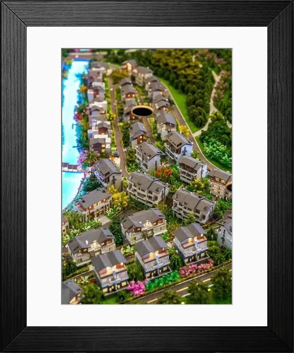 Framed Print : Building sand table model in real estate sales department