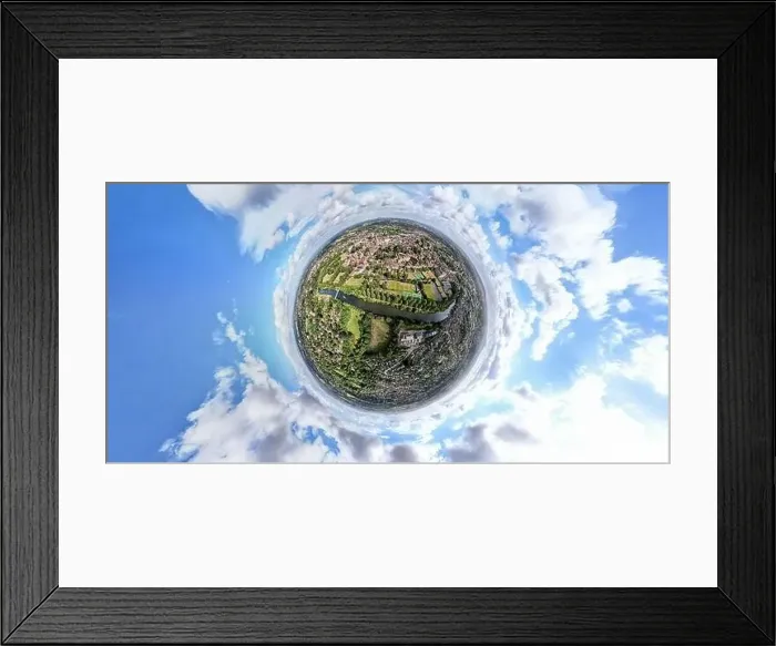 Framed Print : A tiny planet view of the market town of Shrewsbury in Shropshire, UK Framed Print : A tiny planet view of the market town of Shrewsbury in Shropshire, UK