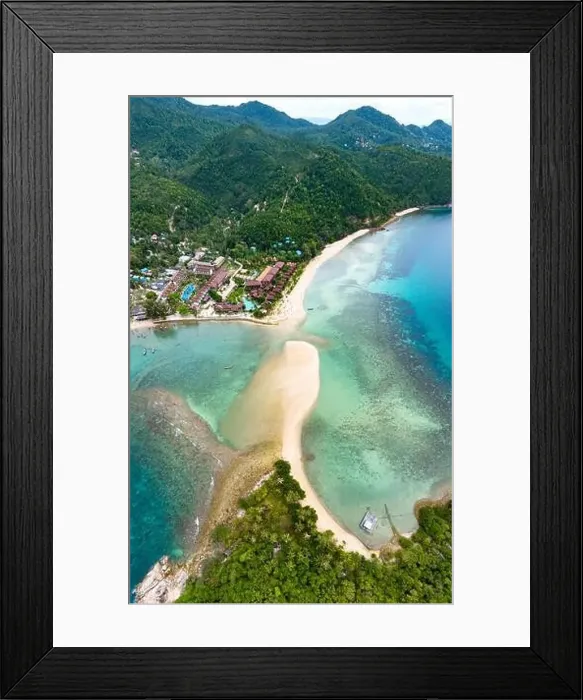 Framed Print : Aerial view of Mae Haad beach in koh Phangan, Surat Thani, Thailand Framed Print : Aerial view of Mae Haad beach in koh Phangan, Surat Thani, Thailand