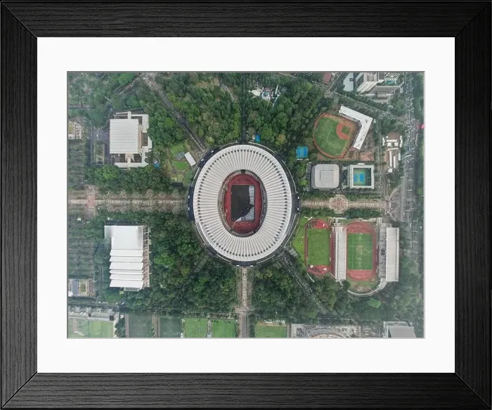 Framed Print : Aerial view of the Beautiful scenery of Senayan Stadium Framed Print : Aerial view of the Beautiful scenery of Senayan Stadium