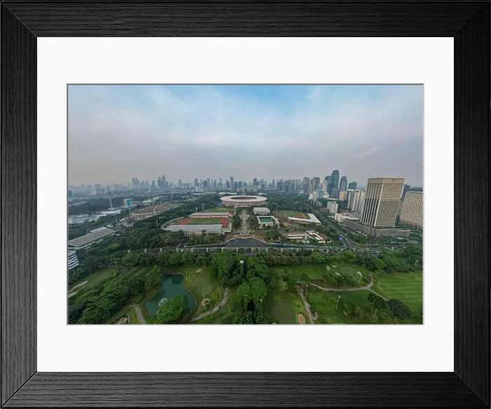 Framed Print : Aerial view of the Beautiful scenery of Senayan Stadium Framed Print : Aerial view of the Beautiful scenery of Senayan Stadium