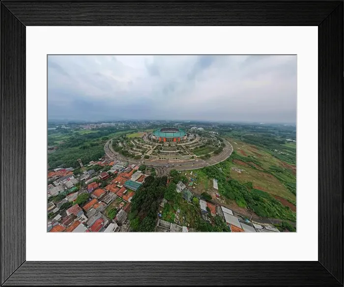 Framed Print : Aerial view of the Beautiful scenery of Pakansari Stadium Framed Print : Aerial view of the Beautiful scenery of Pakansari Stadium