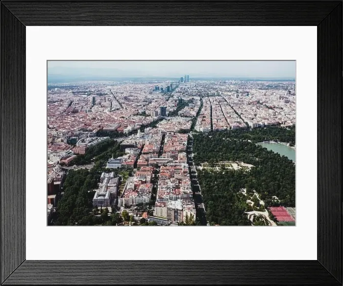 Framed Print : From above aerial drone view shot of city with dense infrastructure Framed Print : From above aerial drone view shot of city with dense infrastructure