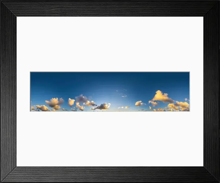 Framed Print : Dark blue sunset sky panorama with Cumulus clouds Framed Print : Dark blue sunset sky panorama with Cumulus clouds