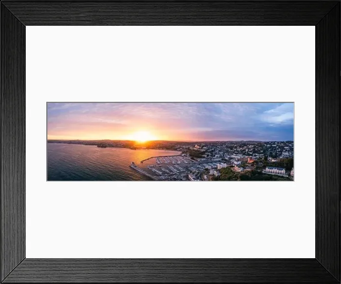 Framed Print : Sunset over Torquay Harbour and Marina, English Riviera from a drone, Devon, England, Europe Framed Print : Sunset over Torquay Harbour and Marina, English Riviera from a drone, Devon, England, Europe