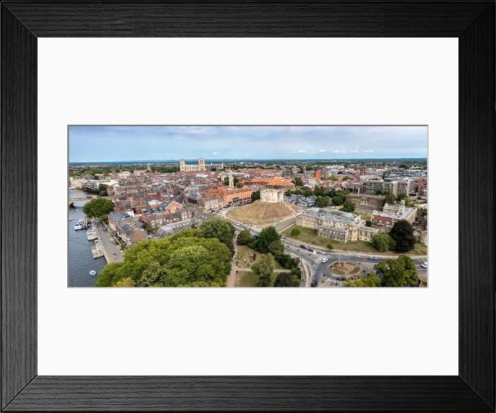 Framed Print : YORK, UK - AUGUST 28, 2022. An aerial landscape view of York city centre and Minster church in North Yorkshire Framed Print : YORK, UK - AUGUST 28, 2022. An aerial landscape view of York city centre and Minster church in North Yorkshire