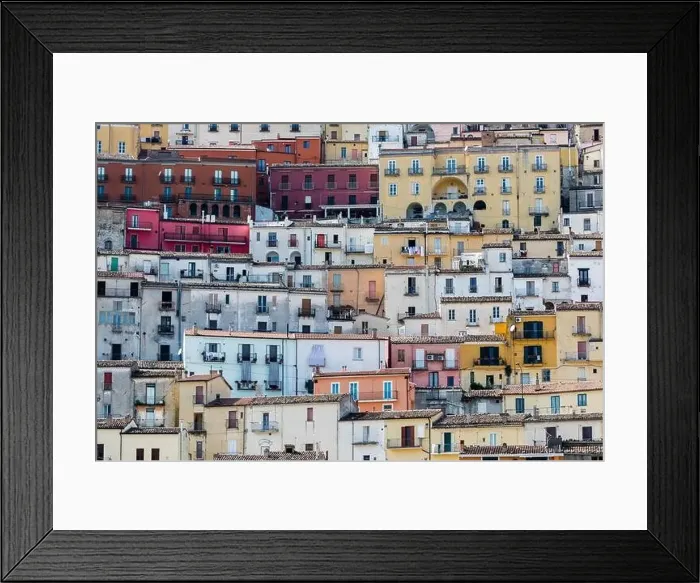 Framed Print : Aerial view of ancient small town of Calitri, near avellino, campania, italy Framed Print : Aerial view of ancient small town of Calitri, near avellino, campania, italy