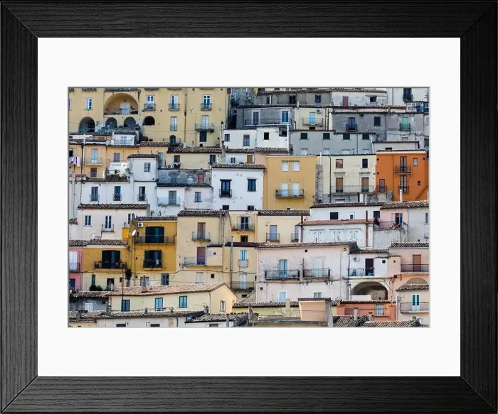 Framed Print : Aerial view of ancient small town of Calitri, near avellino, campania, italy Framed Print : Aerial view of ancient small town of Calitri, near avellino, campania, italy