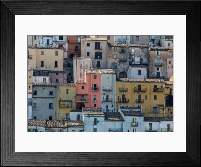 Framed Print : Aerial view of ancient small town of Calitri, near avellino, campania, italy Framed Print : Aerial view of ancient small town of Calitri, near avellino, campania, italy