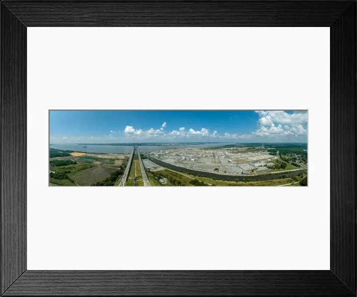 Framed Print : Aerial view of the Delaware Memorial Bridge spanning across the Delaware river connecting to the New Jersey turnpike Framed Print : Aerial view of the Delaware Memorial Bridge spanning across the Delaware river connecting to the New Jersey turnpike