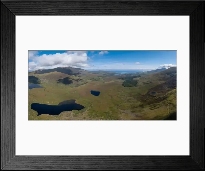 Framed Print : A panorama aerial view of the Mountains of the Central Dingle Peninsula in County Kerry of Ireland