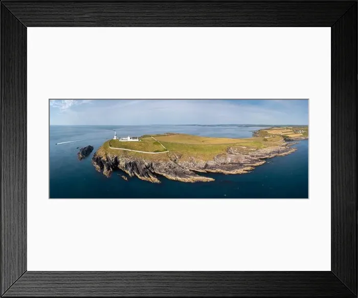 Framed Print : aerial panorama landscape view of the Galley Head Lighthouse in County Cork Framed Print : aerial panorama landscape view of the Galley Head Lighthouse in County Cork
