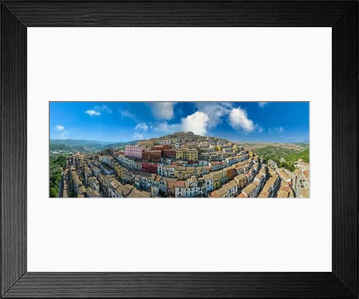 Framed Print : Aerial view of ancient small town of Calitri, near avellino, campania, italy Framed Print : Aerial view of ancient small town of Calitri, near avellino, campania, italy