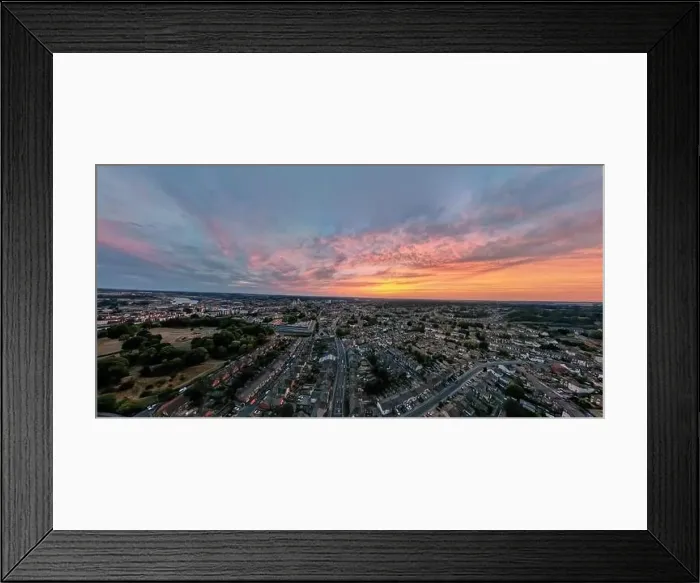 Framed Print : An aerial photo of Ipswich, Suffolk, UK at sunset Framed Print : An aerial photo of Ipswich, Suffolk, UK at sunset