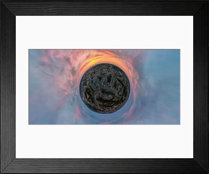 Framed Print : A tiny planet aerial view of Ipswich, Suffolk, UK at sunset Framed Print : A tiny planet aerial view of Ipswich, Suffolk, UK at sunset