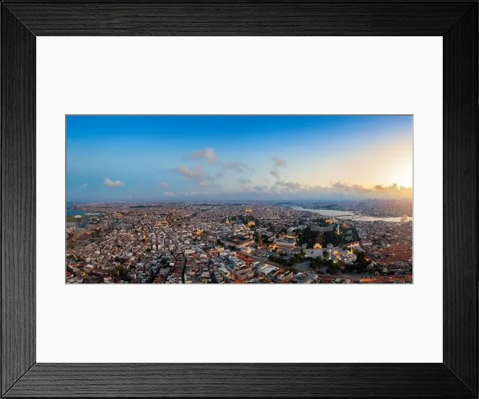 Framed Print : Aerial view of Istanbul city at sunrise in Turkey Framed Print : Aerial view of Istanbul city at sunrise in Turkey