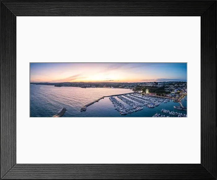 Framed Print : Sunset over Torquay Harbour and Marina, English Riviera from a drone, Devon, England, Europe Framed Print : Sunset over Torquay Harbour and Marina, English Riviera from a drone, Devon, England, Europe