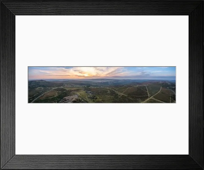 Framed Print : Sunset over Haytor Rocks from a drone, Dartmoor Park, Devon, England, Europe Framed Print : Sunset over Haytor Rocks from a drone, Dartmoor Park, Devon, England, Europe