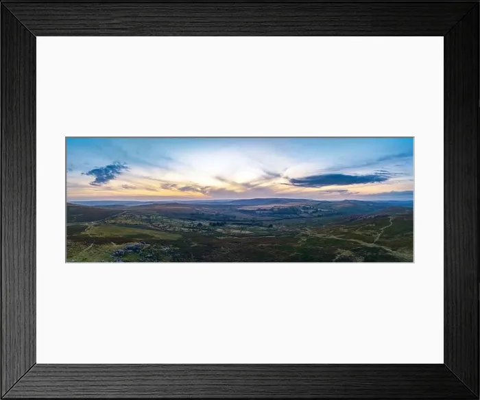 Framed Print : Sunset over Haytor Rocks from a drone, Dartmoor Park, Devon, England, Europe Framed Print : Sunset over Haytor Rocks from a drone, Dartmoor Park, Devon, England, Europe