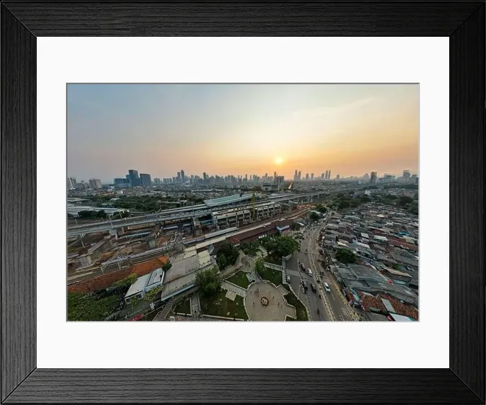 Framed Print : Aerial view of Tebet train station building. Jakarta, Indonesia, September 2 2022 Framed Print : Aerial view of Tebet train station building. Jakarta, Indonesia, September 2 2022