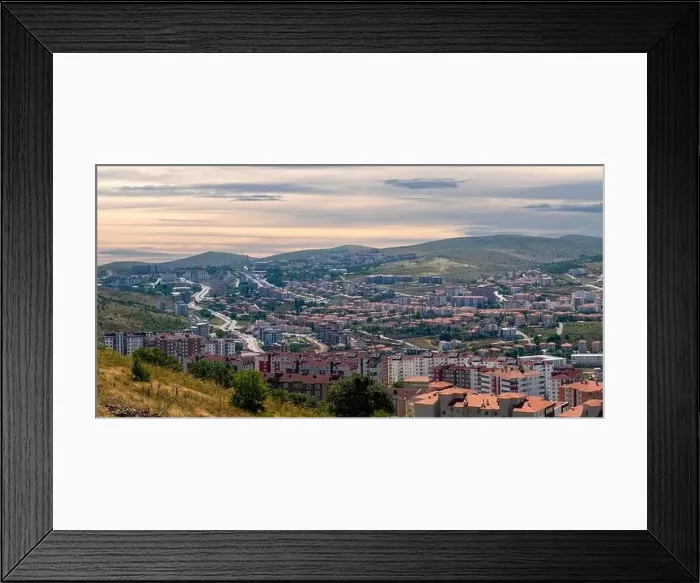 Framed Print : Panoramic view of Yozgat city with the hill in background, Turkey Framed Print : Panoramic view of Yozgat city with the hill in background, Turkey