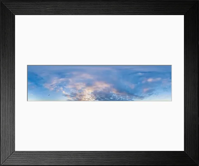 Framed Print : Dark blue sunset sky panorama with Cumulus clouds Framed Print : Dark blue sunset sky panorama with Cumulus clouds