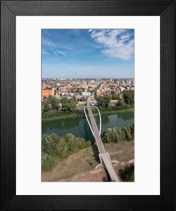 Framed Print : Aerial view of Tiszavirag bridge in Szolnok Framed Print : Aerial view of Tiszavirag bridge in Szolnok