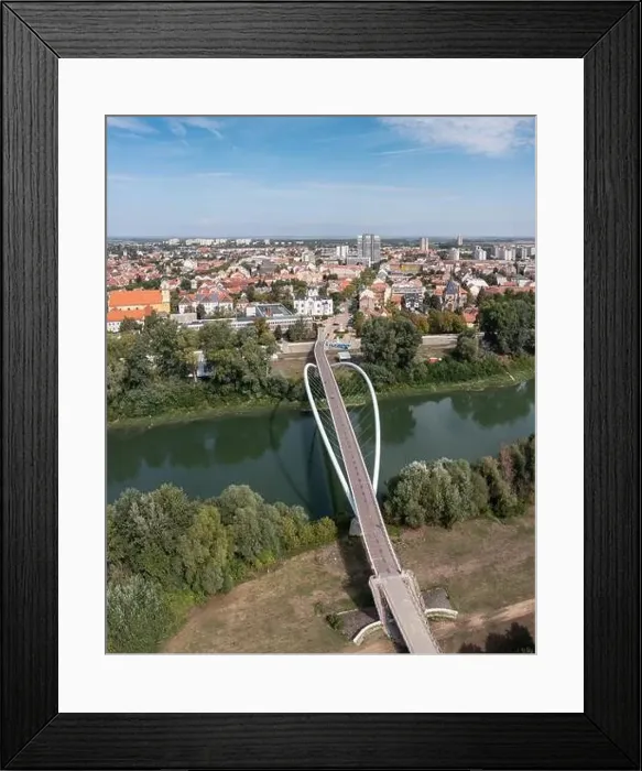 Framed Print : Aerial view of Tiszavirag bridge in Szolnok Framed Print : Aerial view of Tiszavirag bridge in Szolnok