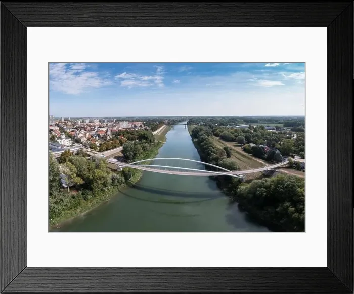 Framed Print : Aerial view of Tiszavirag bridge in Szolnok Framed Print : Aerial view of Tiszavirag bridge in Szolnok