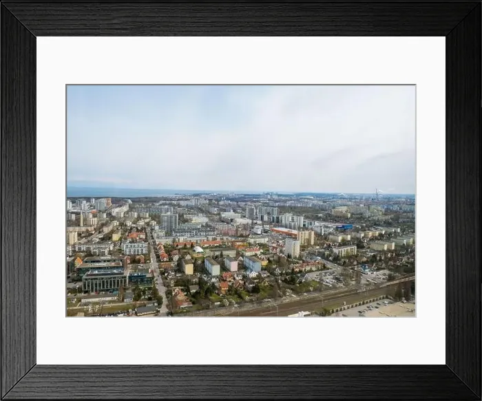 Framed Print : Aerial view from above Drone public transport scene in Gdansk Framed Print : Aerial view from above Drone public transport scene in Gdansk
