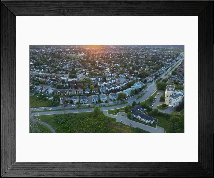 Framed Print : Aerial view of Laval City in Quebec, Canada Framed Print : Aerial view of Laval City in Quebec, Canada