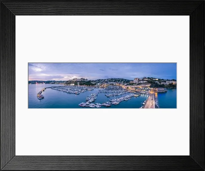 Framed Print : Sunset over Torquay Harbour and Marina, English Riviera from a drone, Devon, England, Europe Framed Print : Sunset over Torquay Harbour and Marina, English Riviera from a drone, Devon, England, Europe