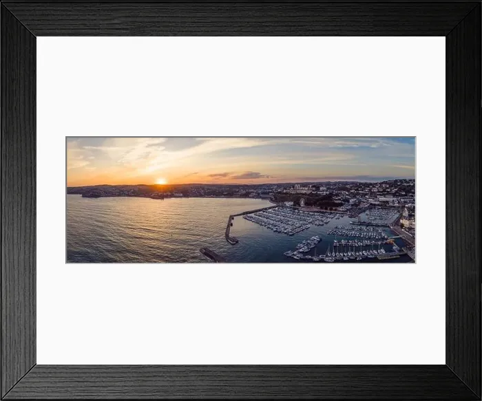 Framed Print : Sunset over Torquay Harbour and Marina, English Riviera from a drone, Devon, England, Europe Framed Print : Sunset over Torquay Harbour and Marina, English Riviera from a drone, Devon, England, Europe