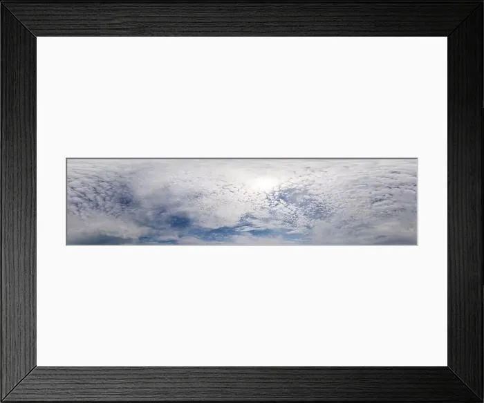 Framed Print : Blue sky with Cumulus clouds Seamless panorama in spherical equirectangular format Framed Print : Blue sky with Cumulus clouds Seamless panorama in spherical equirectangular format