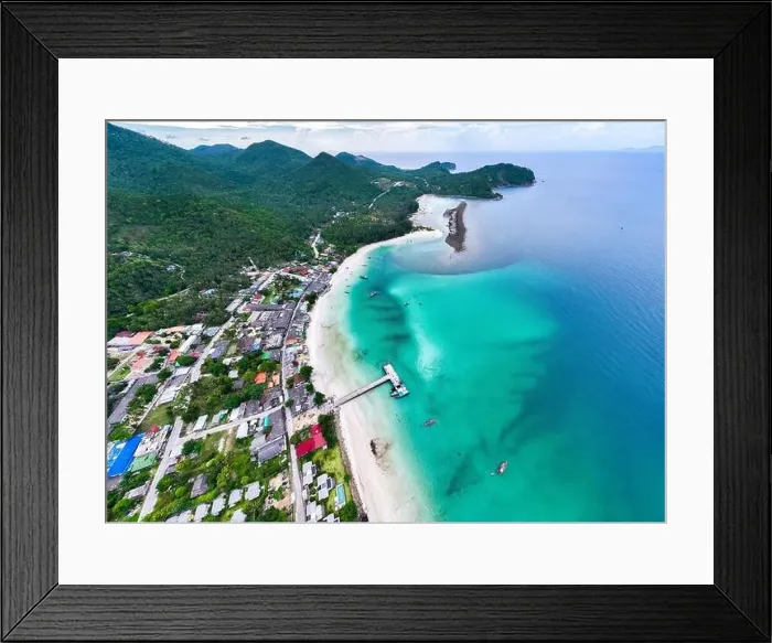 Framed Print : Aerial view of Malibu beach in Koh Phangan, Thailand Framed Print : Aerial view of Malibu beach in Koh Phangan, Thailand