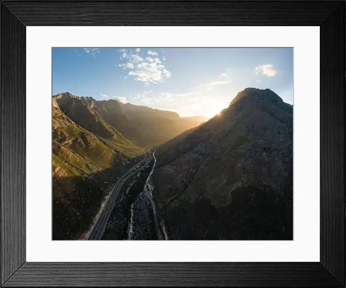 Framed Print : Aerial view of Du Toits Kloof Pass (N1), Paarl, Western Cape, South Africa Framed Print : Aerial view of Du Toits Kloof Pass (N1), Paarl, Western Cape, South Africa
