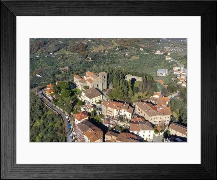 Framed Print : village and landscape view, drone photography, Montecatini Alto, Italy Framed Print : village and landscape view, drone photography, Montecatini Alto, Italy
