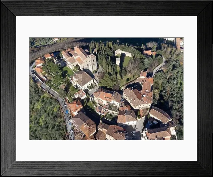 Framed Print : village and landscape view, drone photography, Montecatini Alto, Italy Framed Print : village and landscape view, drone photography, Montecatini Alto, Italy