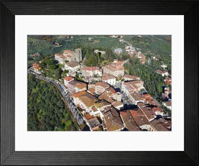Framed Print : village and landscape view, drone photography, Montecatini Alto, Italy Framed Print : village and landscape view, drone photography, Montecatini Alto, Italy