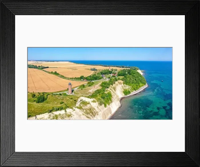 Framed Print : Aerial view of Kap Arkona on Rügen island at the Baltic Sea with lighthouse and chalk cliffs panorama travel in Germany Framed Print : Aerial view of Kap Arkona on Rügen island at the Baltic Sea with lighthouse and chalk cliffs panorama travel in Germany
