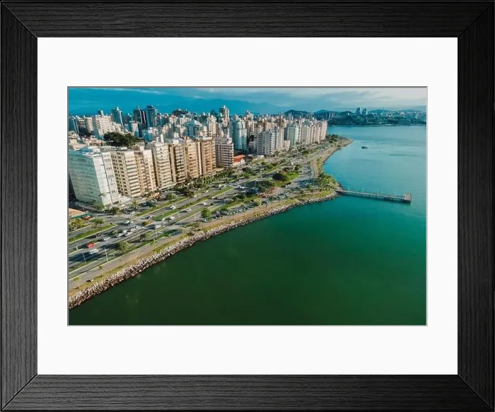 Framed Print : Aerial view of Florianopolis downtown. Urban view of architectural landscape Framed Print : Aerial view of Florianopolis downtown. Urban view of architectural landscape