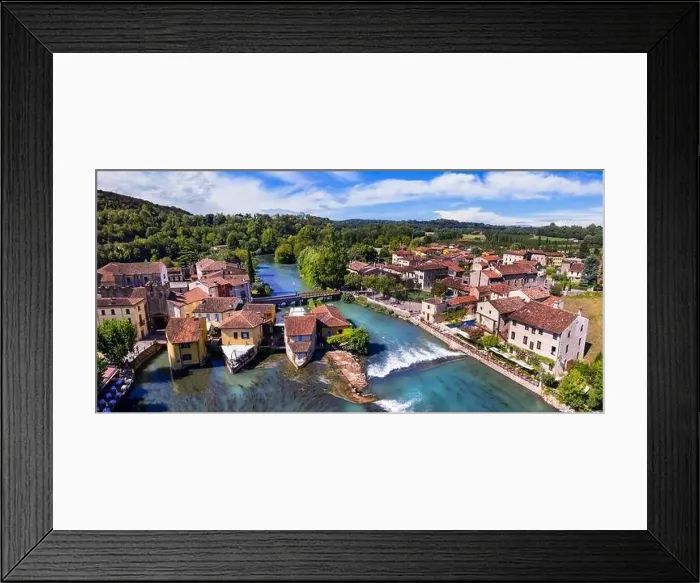 Framed Print : Borghetto sul Mincio aerial view Framed Print : Borghetto sul Mincio aerial view