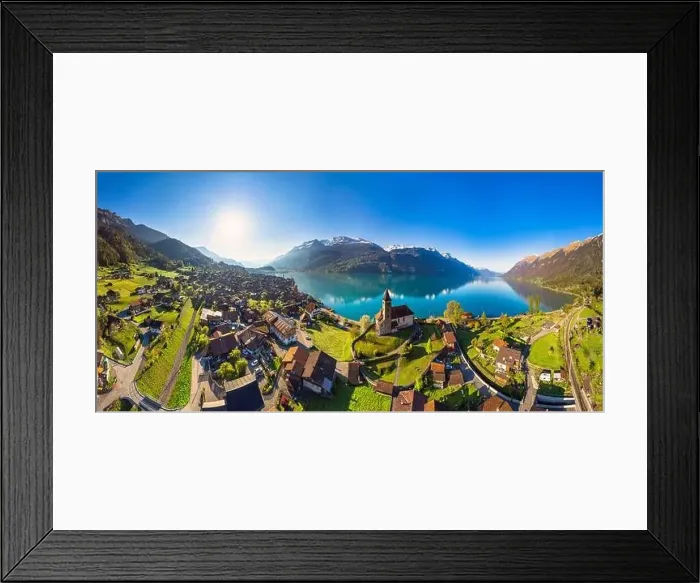 Framed Print : Stunning idylic nature scenery of lake Brienz with turquoise waters Framed Print : Stunning idylic nature scenery of lake Brienz with turquoise waters
