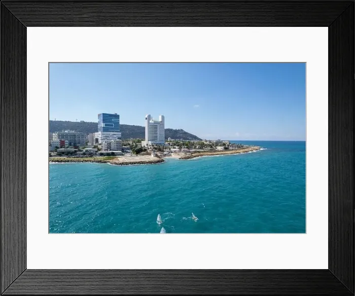 Framed Print : Haifa coastline. POV from the sea to Haifa Bay Framed Print : Haifa coastline. POV from the sea to Haifa Bay