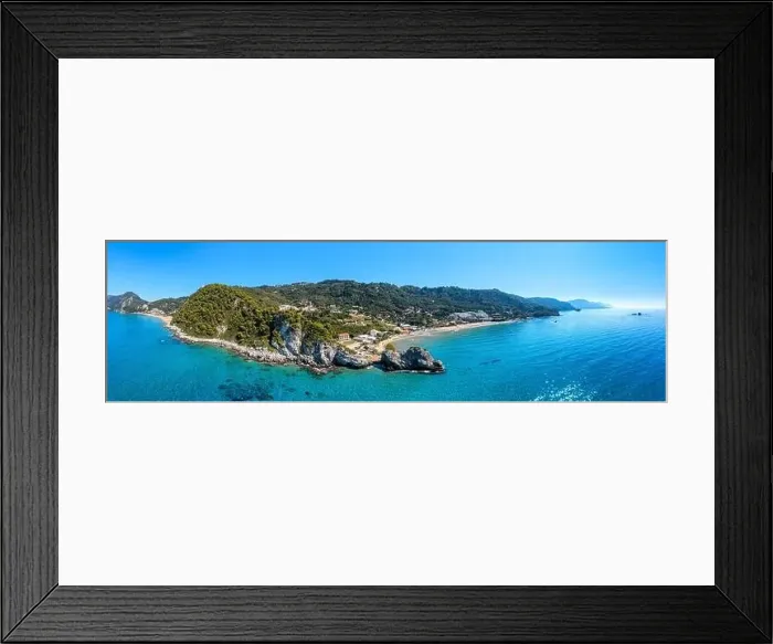 Framed Print : Aerial drone view over western coast and Glyfada beach Framed Print : Aerial drone view over western coast and Glyfada beach