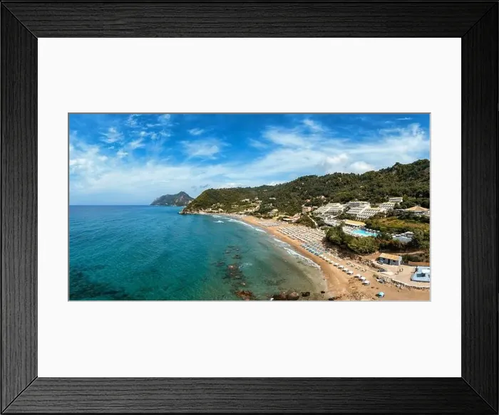 Framed Print : Aerial drone view over western coast and Glyfada beach Framed Print : Aerial drone view over western coast and Glyfada beach
