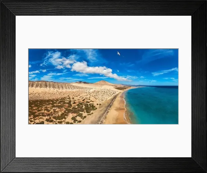 Framed Print : View on the beach Sotavento with golden sand Framed Print : View on the beach Sotavento with golden sand