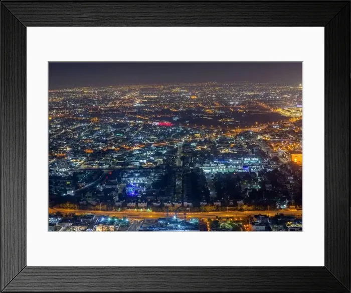 Framed Print : Bird eye Aerial View of Doha City after sunset Framed Print : Bird eye Aerial View of Doha City after sunset