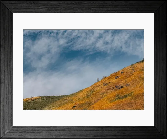 Framed Print : Tranquil mountain aerial drone view on a summer day Framed Print : Tranquil mountain aerial drone view on a summer day