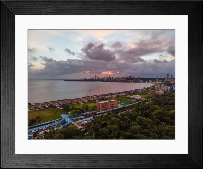 Framed Print : Evening sunset at Marine Drive, Chowpatty - Mumbai